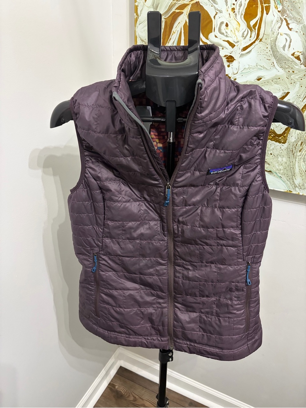 Patagonia Women's Nano Puff Vest Purple Plum Patterned Lining Medium M